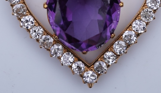 A synthetic sapphire and diamond pendant, mid 20th century